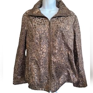 COMPANY COLLECTION zip-up metallic leopard print jacket 12